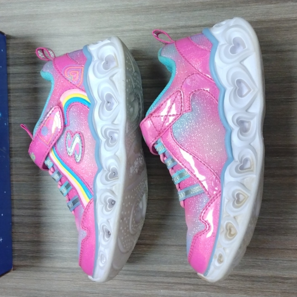 Skechers S Lights Heart Lights Rainbow Lux Light-Up Shoes Sz 12 - Picture 5 of 11